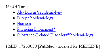 MeSh Terms for the citation